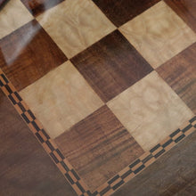 Load image into Gallery viewer, x SOLD Antique Australian Chess Table with Carved Timber Chess Pieces. Australian Maple. B11976
