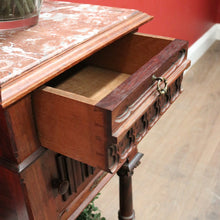 Load image into Gallery viewer, x SOLD Antique French rosewood and Marble Top Single Drawer Bedside Cabinet or Lamp Table B11996