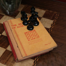 Load image into Gallery viewer, x SOLD Antique Australian Chess Table with Carved Timber Chess Pieces. Australian Maple. B11976