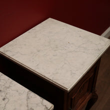 Load image into Gallery viewer, x SOLD Pair of Antique French Bedside Cabinets with Marble Tops, Cupboard and Drawer Storage. B11938