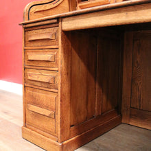 Load image into Gallery viewer, x SOLD Antique Cutler Desk, Twin Pedestal Cutler, NY, Buffalo Roll Top Office Desk with Key. B11931