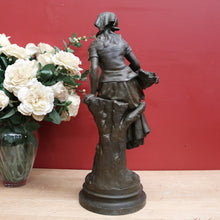 Load image into Gallery viewer, x SOLD Antique French Spelter of a Maiden holding a Basket, Louis Emile Cana 1845-1895. B11633