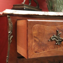 Load image into Gallery viewer, x SOLD Antique French Chest of Drawers, Marble Top Inlaid Two Drawer Hall Cabinet. B11332