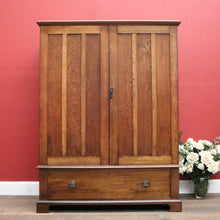 Load image into Gallery viewer, x SOLD Antique English Oak Two-Door Wardrobe, Gentleman's Cabinet, Campaign Handle Clock Cupboard. B11967