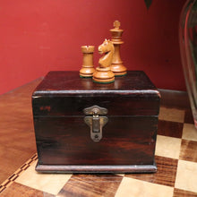 Load image into Gallery viewer, x SOLD Antique Australian Chess Table with Carved Timber Chess Pieces. Australian Maple. B11976