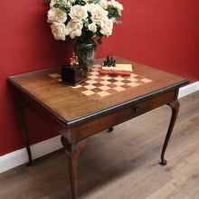 Load image into Gallery viewer, x SOLD Antique Australian Chess Table with Carved Timber Chess Pieces. Australian Maple. B11976