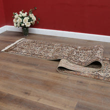 Load image into Gallery viewer, Hali Handmade Silk Persian Kashmir Hall Runner Rug in Cream and Pastel Tones. B13133