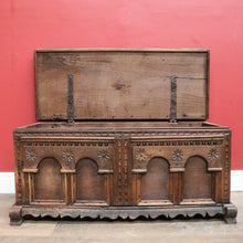 Load image into Gallery viewer, x SOLD Antique Blanket Box, Trunk, Chest, Lift Lid Storage Box, Coffer, Coffee Table. B11323