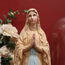 Load image into Gallery viewer, x SOLD Antique Italian Virgin Mary Statue under a Glass Dome on a Timber Plinth Base. B11728