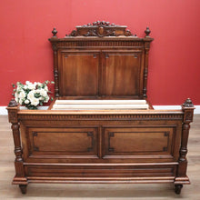 Load image into Gallery viewer, x SOLD Antique French Walnut Double Bed, including Side Rails, Slats, Headboard, and Foot. B11533