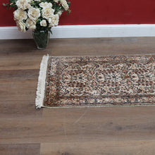 Load image into Gallery viewer, Hali Handmade Silk Persian Kashmir Hall Runner Rug in Cream and Pastel Tones. B13133