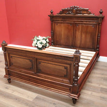 Load image into Gallery viewer, x SOLD Antique French Walnut Double Bed, including Side Rails, Slats, Headboard, and Foot. B11533