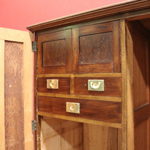 Load image into Gallery viewer, x SOLD Antique English Oak Two-Door Wardrobe, Gentleman's Cabinet, Campaign Handle Clock Cupboard. B11967