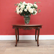 Load image into Gallery viewer, x SOLD Antique French Oak, Cane and Glass Top Table, Round Coffee Table with Scalloped Apron B11452