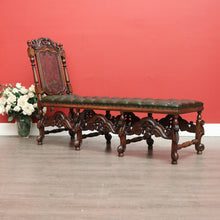 Load image into Gallery viewer, x SOLD Antique English Walnut, Cane and Green Leather Buttoned Chesterfield Chaise, Lounge Sofa. B11932