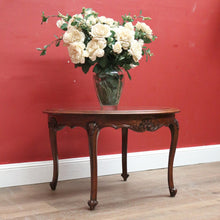 Load image into Gallery viewer, x SOLD Antique French Oak, Cane and Glass Top Table, Round Coffee Table with Scalloped Apron B11452