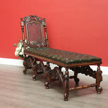 Load image into Gallery viewer, Antique English Walnut, Cane and Green Leather Buttoned Chesterfield Chaise, Lounge Sofa. B11932
