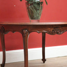 Load image into Gallery viewer, x SOLD Antique French Oak, Cane and Glass Top Table, Round Coffee Table with Scalloped Apron B11452