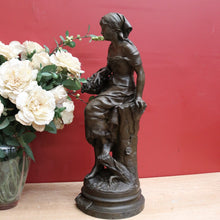 Load image into Gallery viewer, x SOLD Antique French Spelter of a Maiden holding a Basket, Louis Emile Cana 1845-1895. B11633