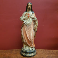 Load image into Gallery viewer, Antique Ceramic-Chalk Bust or plaster Sacred Heart of Jesus Statue or Figurine, Home Worship or Devotion. B11732
