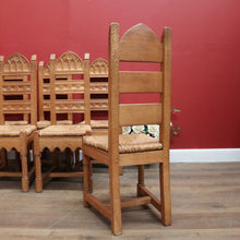 Load image into Gallery viewer, x SOLD Set of Six Antique Dining Chairs or Kitchen Chairs, Carved Gothic Detail. B11512