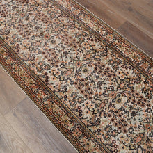 Load image into Gallery viewer, Hali Handmade Silk Persian Kashmir Hall Runner Rug in Cream and Pastel Tones. B13133