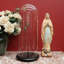 Load image into Gallery viewer, x SOLD Antique Italian Virgin Mary Statue under a Glass Dome on a Timber Plinth Base. B11728