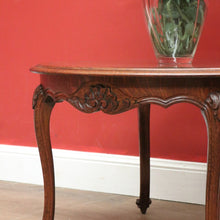 Load image into Gallery viewer, x SOLD Antique French Oak, Cane and Glass Top Table, Round Coffee Table with Scalloped Apron B11452