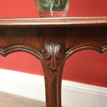 Load image into Gallery viewer, x SOLD Antique French Oak, Cane and Glass Top Table, Round Coffee Table with Scalloped Apron B11452