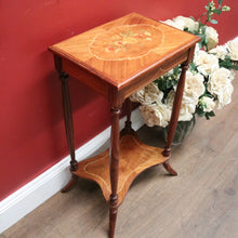 Load image into Gallery viewer, Antique French Walnut and Marquetry Top Side Table or Lamp Table with a Tier Base. B11824

