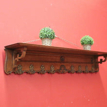 Load image into Gallery viewer, x SOLD French Coat Rack, Eight Brass Hook Scarf, Hat, umbrella Wall Hanging Rack with a Shelf. B11673