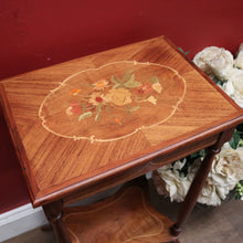 Load image into Gallery viewer, x SOLD Antique French Walnut and Marquetry Top Side Table or Lamp Table with a Tier Base. B11824