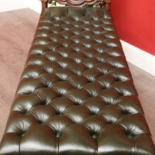 Load image into Gallery viewer, x SOLD Antique English Walnut, Cane and Green Leather Buttoned Chesterfield Chaise, Lounge Sofa. B11932