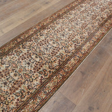 Load image into Gallery viewer, Hali Handmade Silk Persian Kashmir Hall Runner Rug in Cream and Pastel Tones. B13133