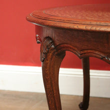 Load image into Gallery viewer, x SOLD Antique French Oak, Cane and Glass Top Table, Round Coffee Table with Scalloped Apron B11452