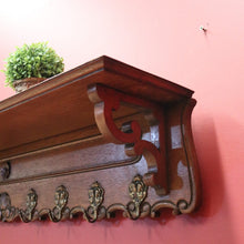 Load image into Gallery viewer, x SOLD French Coat Rack, Eight Brass Hook Scarf, Hat, umbrella Wall Hanging Rack with a Shelf. B11673