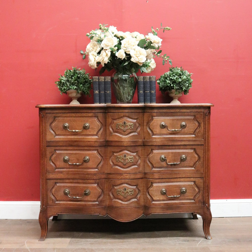 x SOLD Antique French Chest of Drawers or Hall or Entry Cabinet or Chest, Brass Handles. B12052
