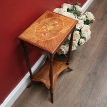 Load image into Gallery viewer, x SOLD Antique French Walnut and Marquetry Top Side Table or Lamp Table with a Tier Base. B11824