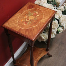 Load image into Gallery viewer, x SOLD Antique French Walnut and Marquetry Top Side Table or Lamp Table with a Tier Base. B11824
