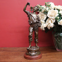 Load image into Gallery viewer, Antique French Bronze and Marble Plinth Base, Signed Lavergne, Boy with Grapes. B11312