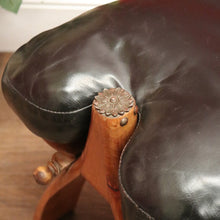 Load image into Gallery viewer, x SOLD Vintage Genuine Cowhide Camel Saddle Seat or Stool, Gilt Brass Mounts, Ottoman or Footstool