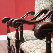 Load image into Gallery viewer, x SOLD Pair of Antique Hall Chairs, French Walnut and Fabric Library Chairs or Armchairs. B11433