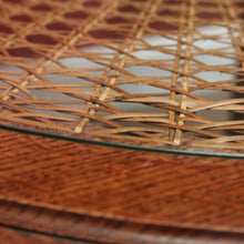 Load image into Gallery viewer, x SOLD Antique French Oak, Cane and Glass Top Table, Round Coffee Table with Scalloped Apron B11452