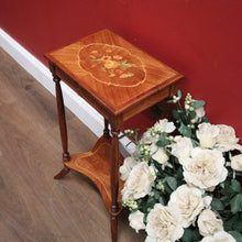 Load image into Gallery viewer, x SOLD Antique French Walnut and Marquetry Top Side Table or Lamp Table with a Tier Base. B11824