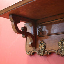 Load image into Gallery viewer, x SOLD French Coat Rack, Eight Brass Hook Scarf, Hat, umbrella Wall Hanging Rack with a Shelf. B11673