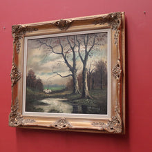 Load image into Gallery viewer, Framed Oil on Canvas, Antique French Oil Painting in a Gilt Timber and Gesso Frame, Landscape, Still-life. B11687