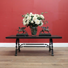 Load image into Gallery viewer, x SOLD Antique French Hand-Forged Iron Coffee Table with Black Slat Top B11405