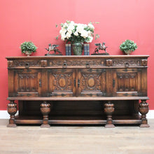 Load image into Gallery viewer, Antique Flemish Oak Sideboard, Felt Lined Hall Cupboard, Dining Room Sideboard