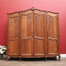 Load image into Gallery viewer, x SOLD Antique French Oak Four-Door Armoire Wardrobe, Linen Press, Cabinet or Cupboard. B11750