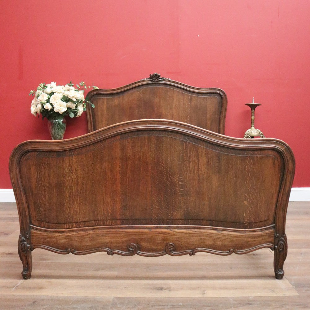 Antique French Double Bed, includes the Headboard, Foot and Side Rails. B11964